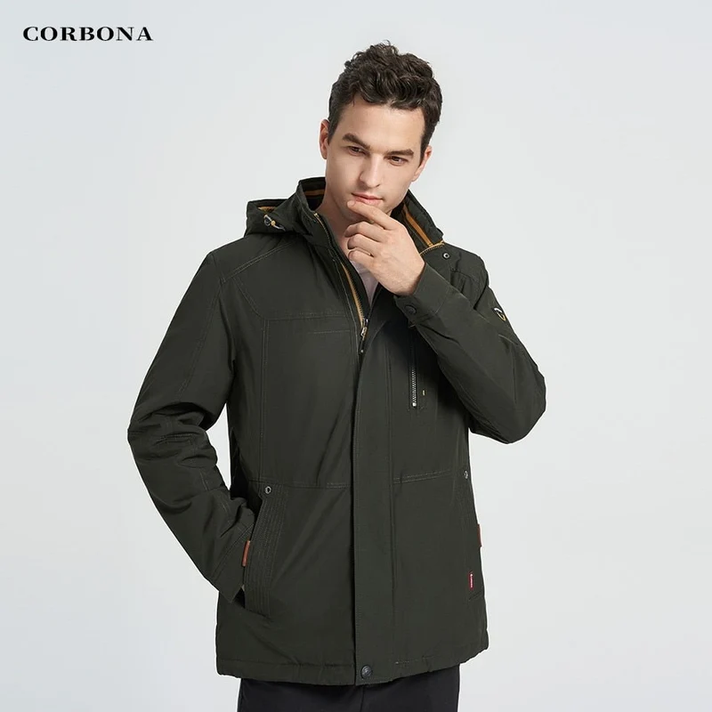 Parka d'hiver coupe-vent avec capuche pour homme 1,2kg "CORBONA – N-BX031"