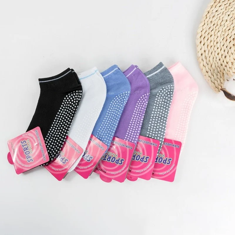 Chaussettes courtes antidérapantes en coton pour femme "Ug sports -Yoga Socks"