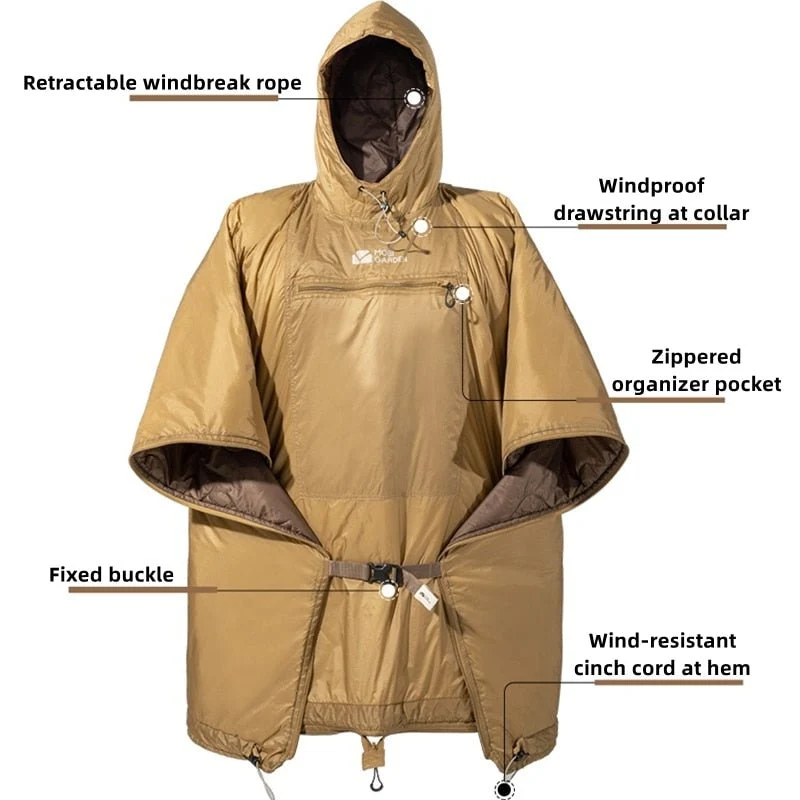 Poncho / sac de couchage 2 en 1 confort 10°C 750g "Mobi Garden - Outdoor cloak"