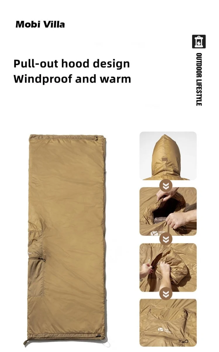 Poncho / sac de couchage 2 en 1 confort 10°C 750g "Mobi Garden - Outdoor cloak"