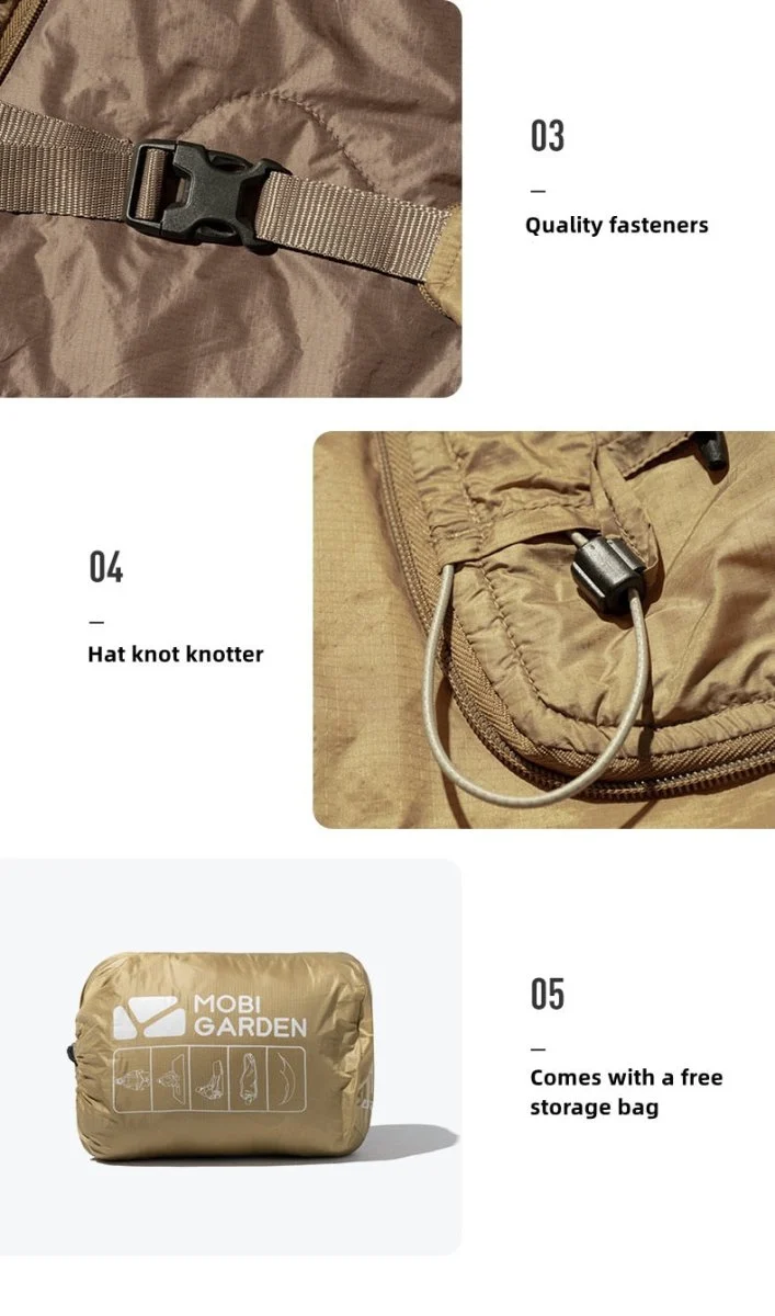Poncho / sac de couchage 2 en 1 confort 10°C 750g "Mobi Garden - Outdoor cloak"