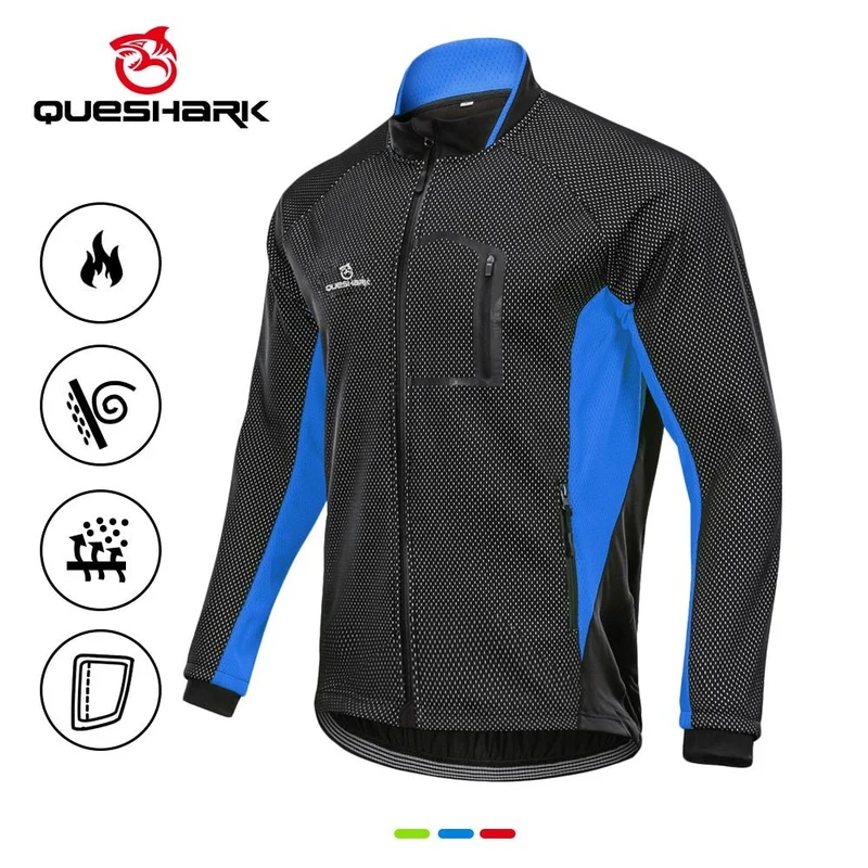 Veste de cyclisme hiver avec traitement hydrofuge à manches longues pour homme "QUESHARK - QE244"