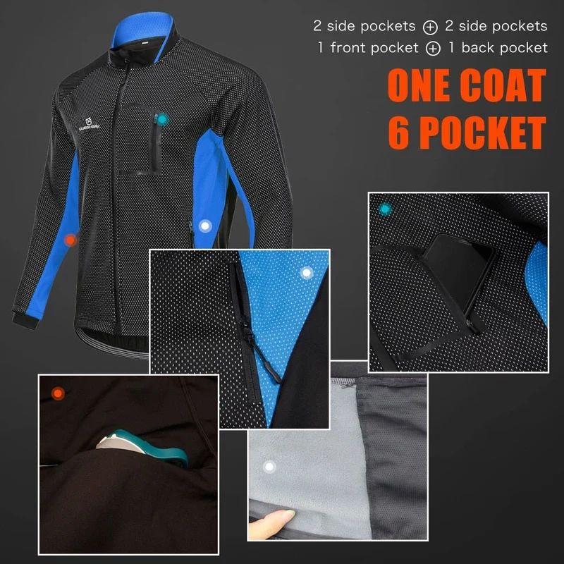 Veste de cyclisme hiver avec traitement hydrofuge à manches longues pour homme "QUESHARK - QE244"