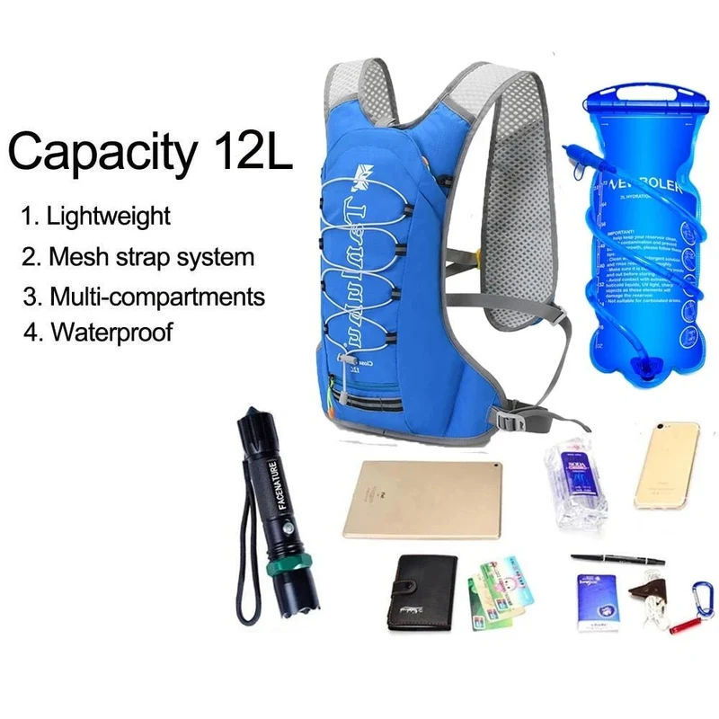 Gilet d'hydratation 12L pour course à pied / trail / marathon 400g "Newboler - Tanluhu "