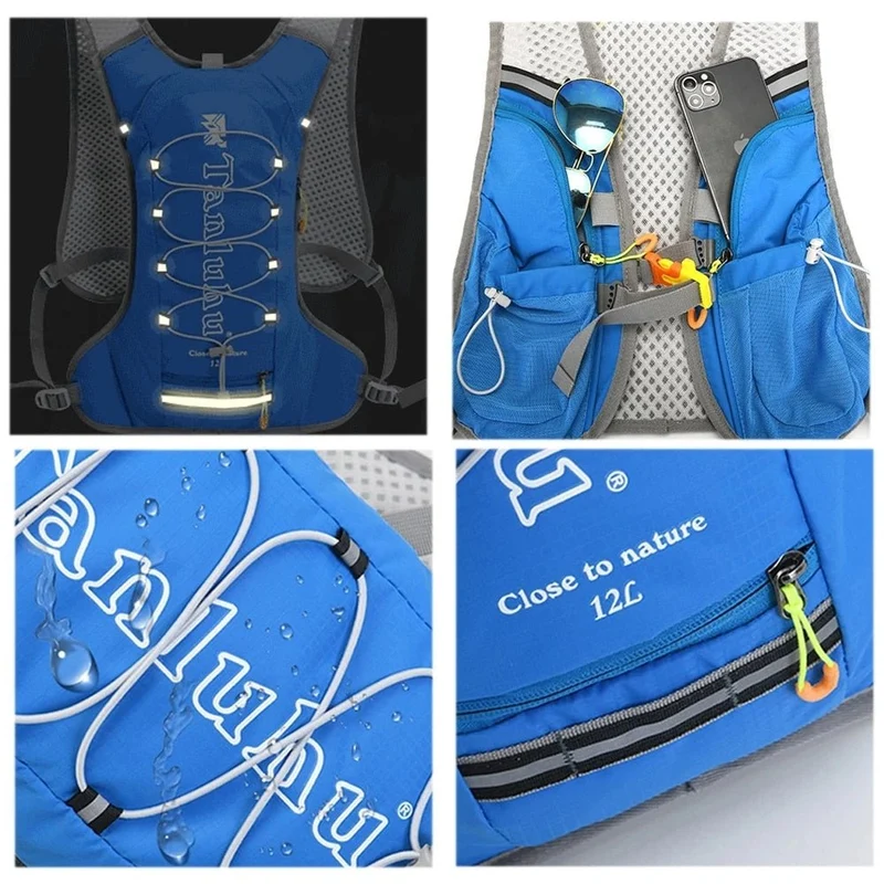 Gilet d'hydratation 12L pour course à pied / trail / marathon 400g "Newboler - Tanluhu "