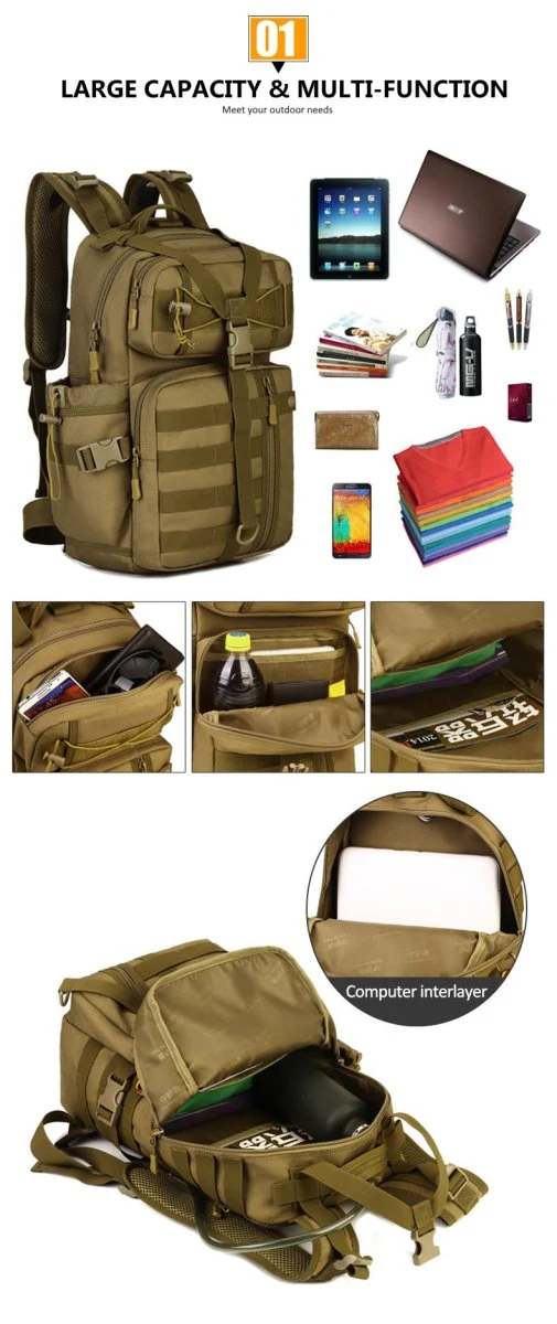 Sac à dos tactique imperméable avec système Molle 30L "Kendome - XA39D"