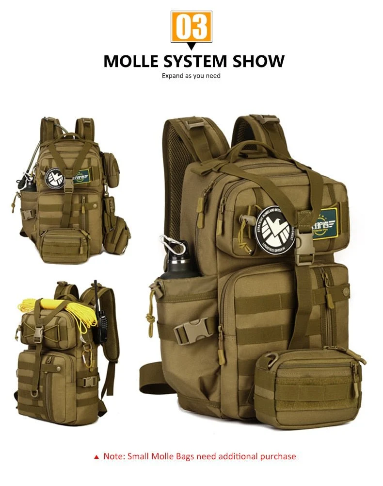 Sac à dos tactique imperméable avec système Molle 30L "Kendome - XA39D"