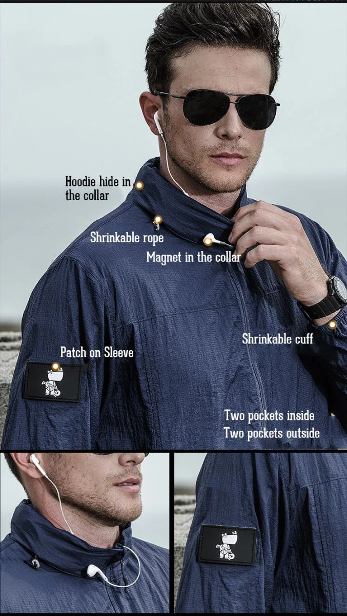 Veste ultralégère / coupe-vent à capuche & imperméable UPF50 + "IGLDSI - Outdoor Jacket"