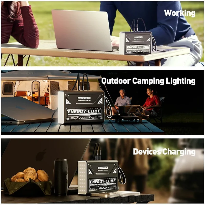 Lampe rechargeable LED pour le camping et la randonnée avec batterie de grande capacité 70 000 mAh "MOVESPEED - Energy cube"