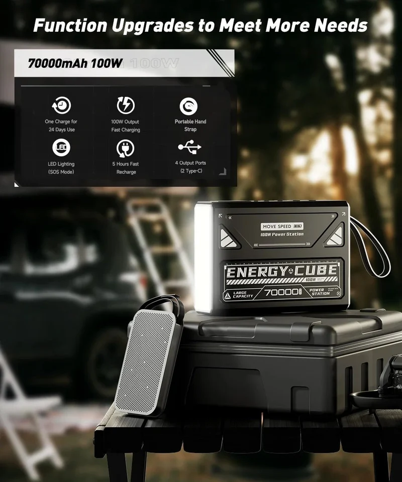 Lampe rechargeable LED pour le camping et la randonnée avec batterie de grande capacité 70 000 mAh "MOVESPEED - Energy cube"