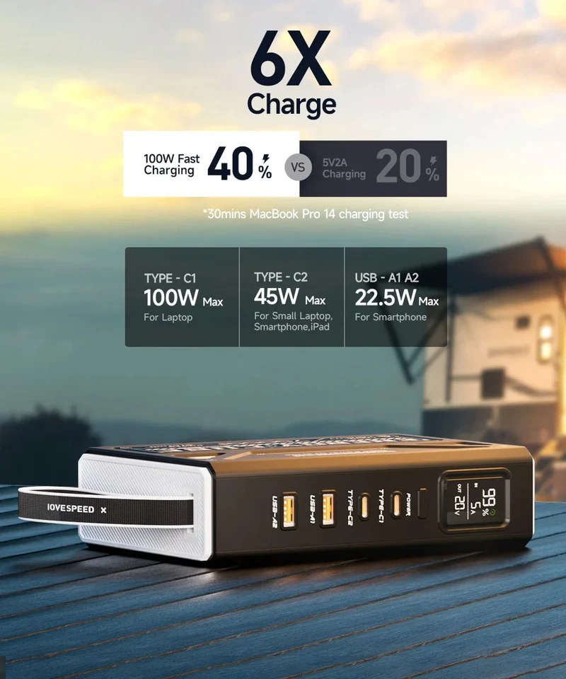 Lampe rechargeable LED pour le camping et la randonnée avec batterie de grande capacité 70 000 mAh "MOVESPEED - Energy cube"