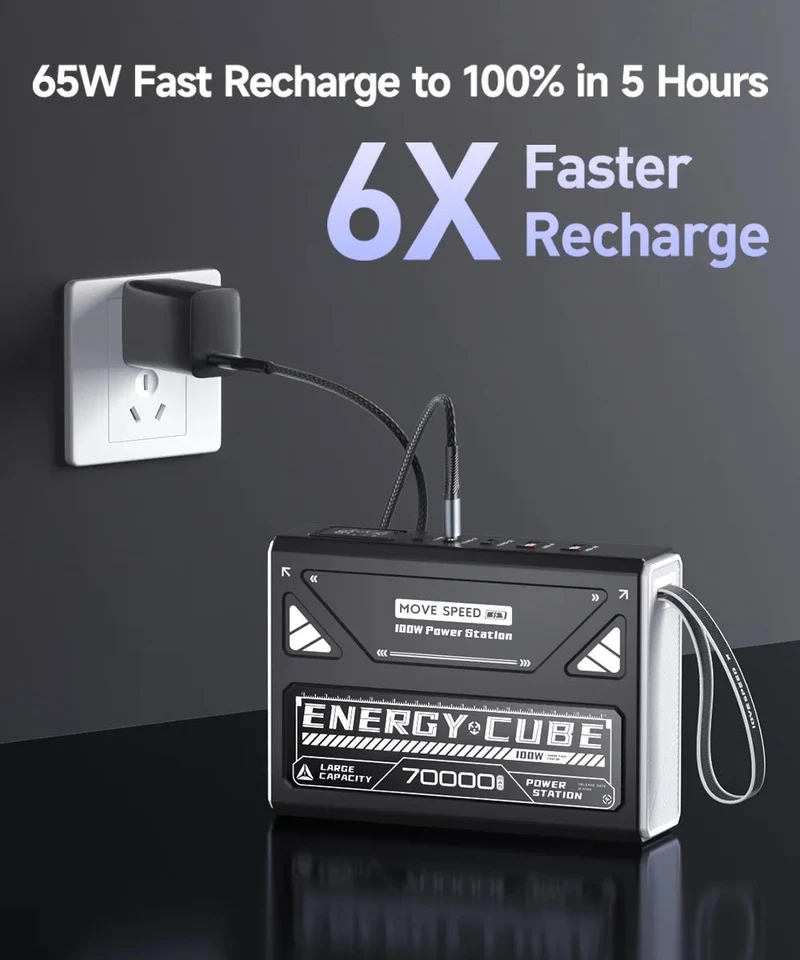 Lampe rechargeable LED pour le camping et la randonnée avec batterie de grande capacité 70 000 mAh "MOVESPEED - Energy cube"