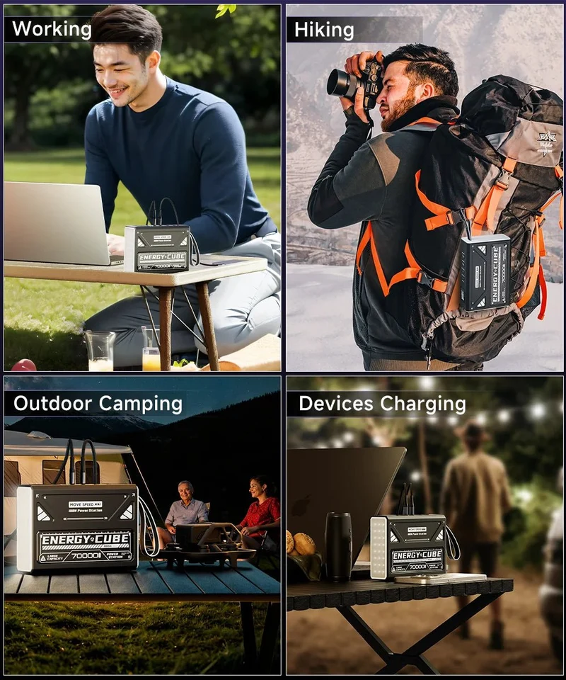 Lampe rechargeable LED pour le camping et la randonnée avec batterie de grande capacité 70 000 mAh "MOVESPEED - Energy cube"