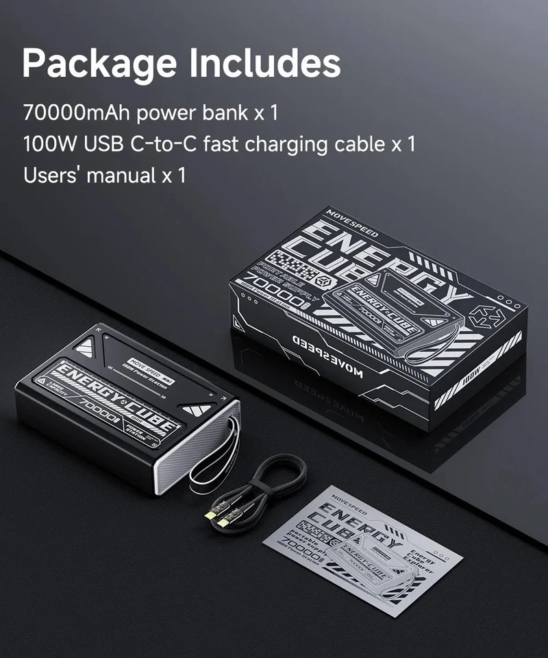 Lampe rechargeable LED pour le camping et la randonnée avec batterie de grande capacité 70 000 mAh "MOVESPEED - Energy cube"