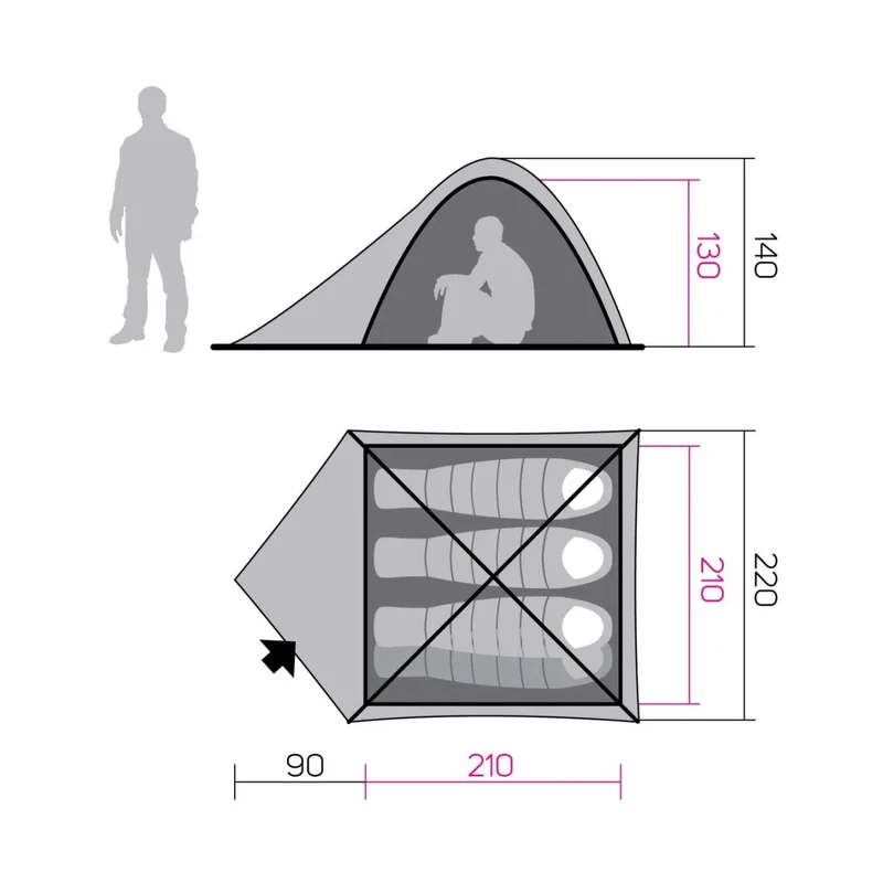 Tente de camping / bivouac pour 4 personnes 4kg "Hannah - Tycoon 4"