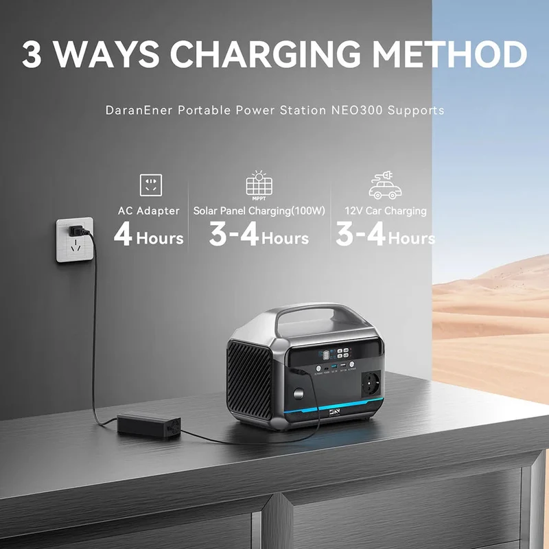 Chargeur de batterie LiFePO4 portable 300 W, USB-C PD60 "DaranEner - NEO300"
