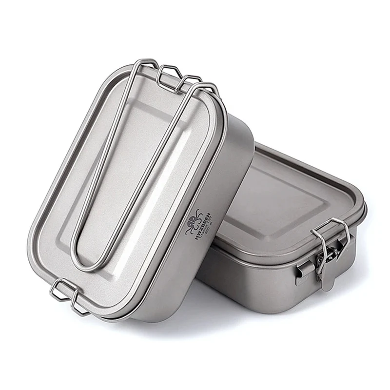 Boîte à Bento / popote de camping en titane rectangulaire de 800ml "HWZBBEN - Ti88/Ti89"