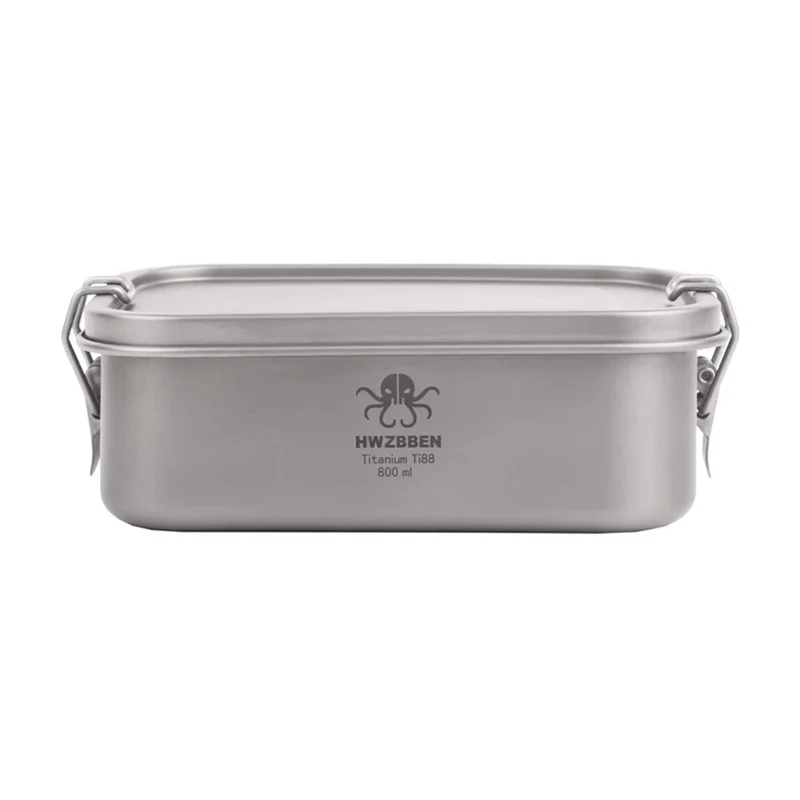 Boîte à Bento / popote de camping en titane rectangulaire de 800ml "HWZBBEN - Ti88/Ti89"