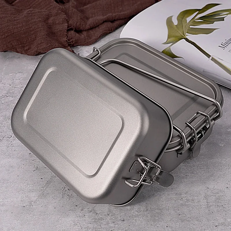 Boîte à Bento / popote de camping en titane rectangulaire de 800ml "HWZBBEN - Ti88/Ti89"