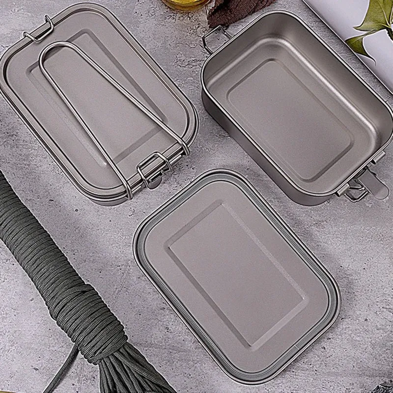 Boîte à Bento / popote de camping en titane rectangulaire de 800ml "HWZBBEN - Ti88/Ti89"