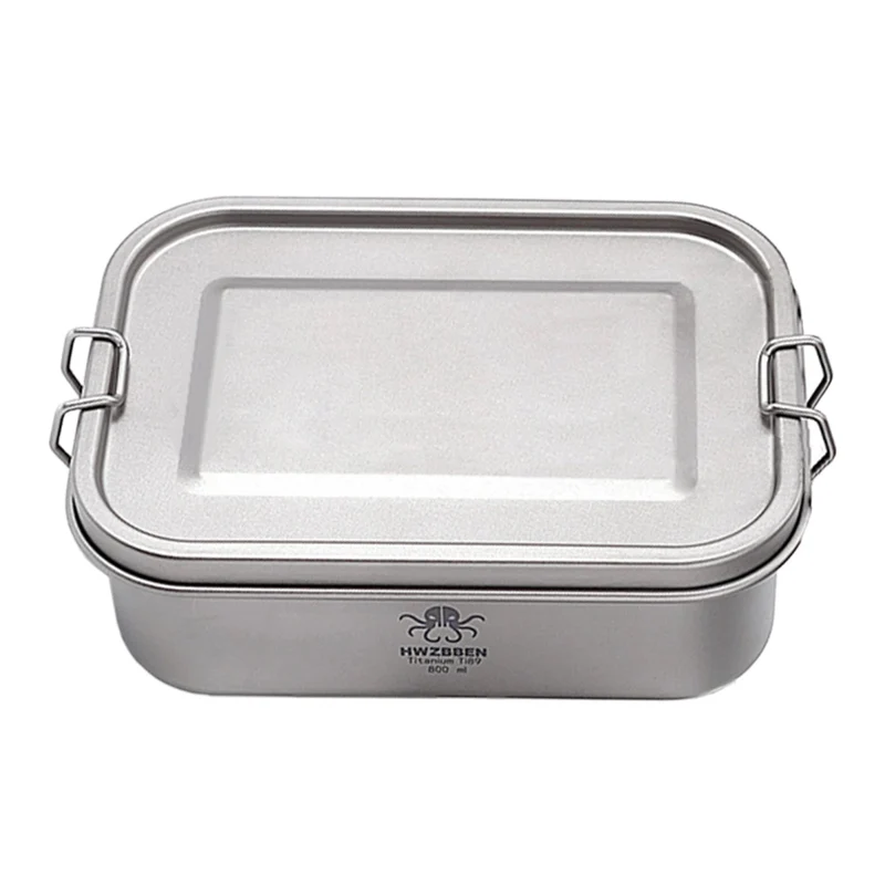 Boîte à Bento / popote de camping en titane rectangulaire de 800ml "HWZBBEN - Ti88/Ti89"