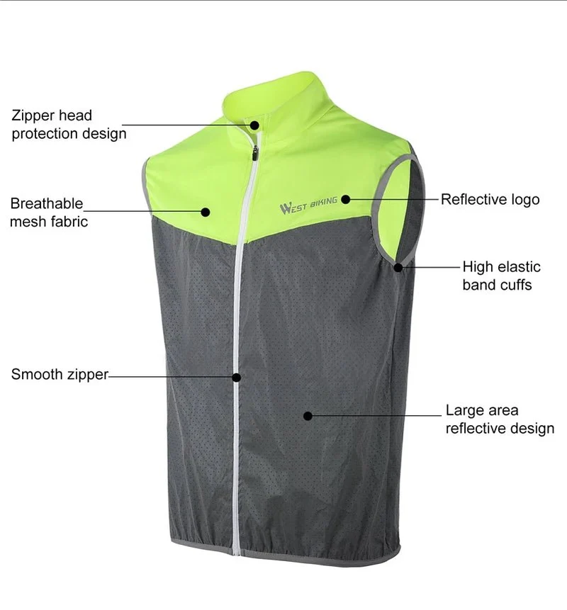Gilet de cyclisme réfléchissant sans manches, respirant "WEST BIKING – YP0206161"