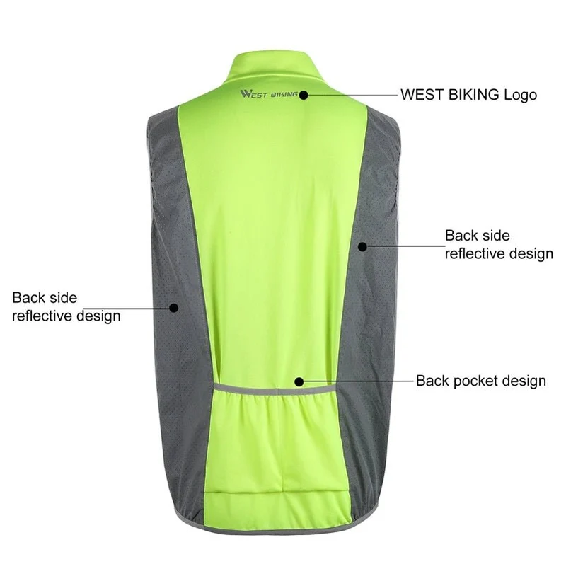 Gilet de cyclisme réfléchissant sans manches, respirant "WEST BIKING – YP0206161"