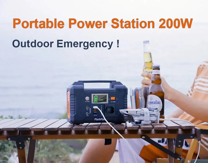 Générateur de batterie portable 151Wh au Lithium sinusoïdale 200W "FlashFish - E200"