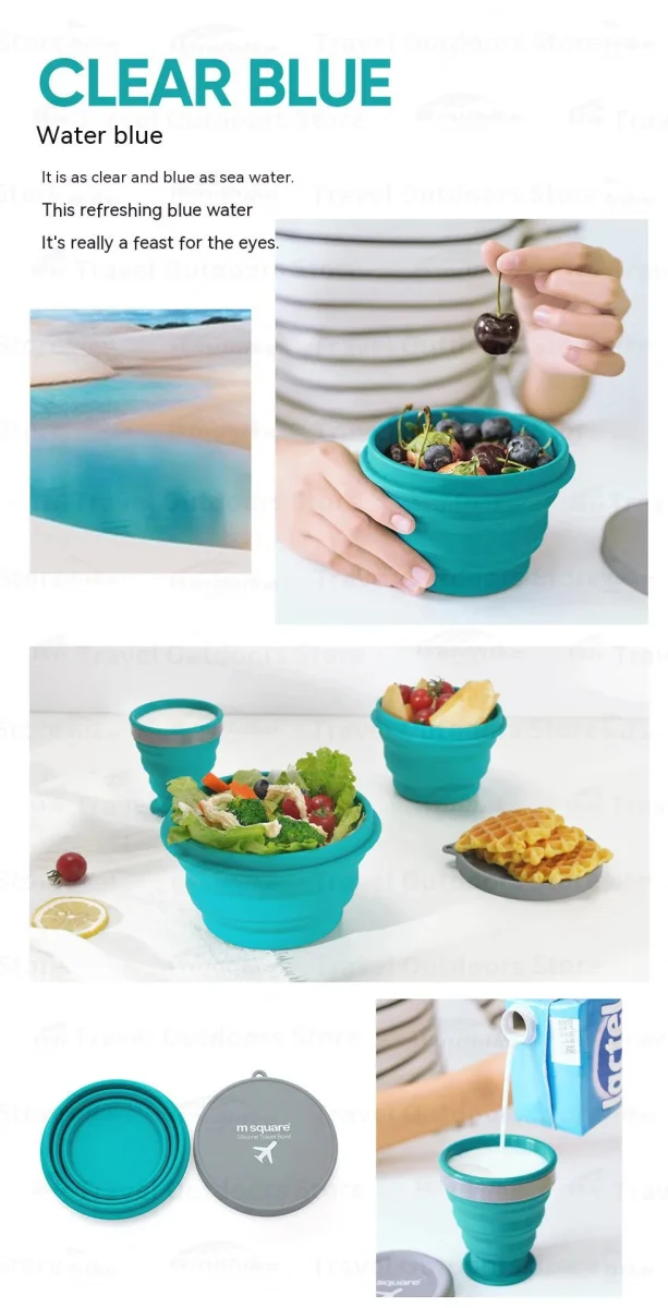 Tasse / bol pliable en silicone de qualité alimentaire pour le camping et bivouac à partir de 70g "M-SQUARE - Bowl"