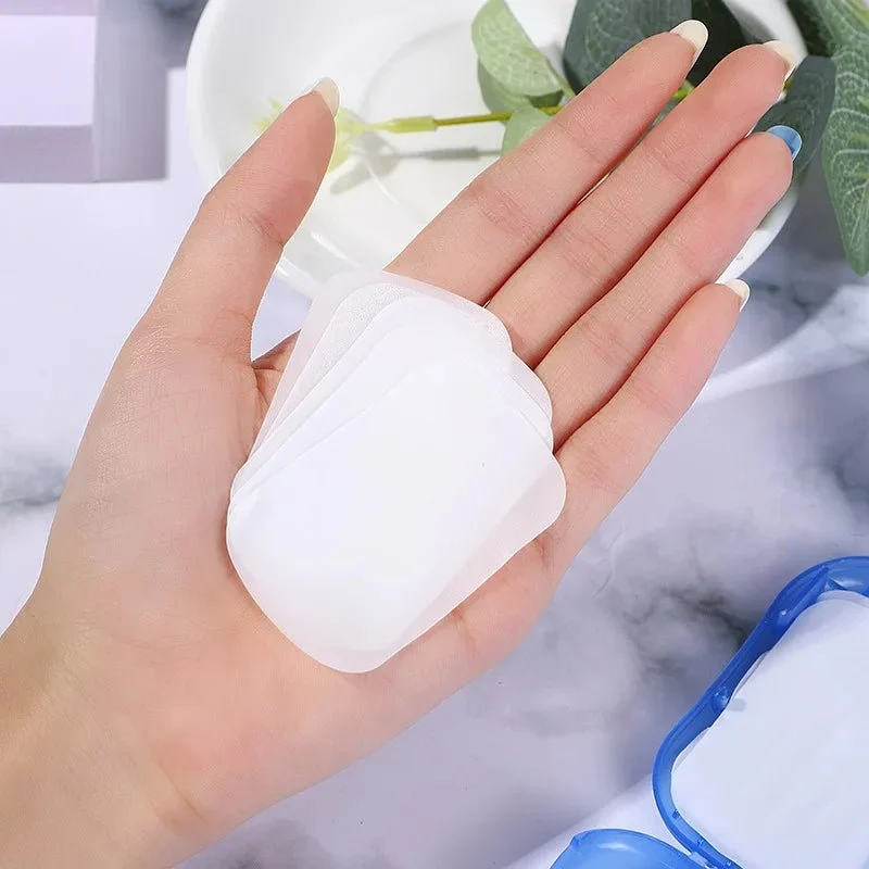 Feuilles de papier en savon jetables pour la randonnée et les voyages 20 feuilles "Milin - Mini-soap"