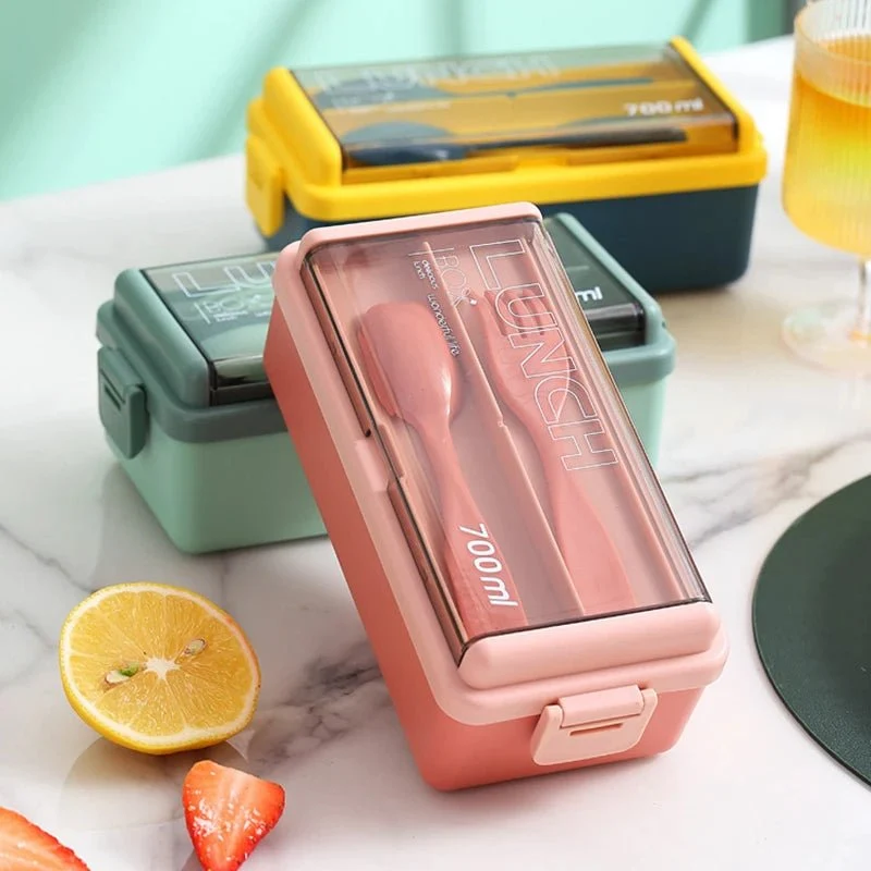 Boîte à déjeuner / boîte à Bento portable avec fourchette et cuillère "Wonderful Life - Lunch Box FF-10"