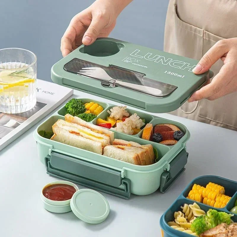 Boîte à déjeuner / boîte à Bento portable 1300ML avec fourchette et cuillère "Wonderful Life - Lunch Box"