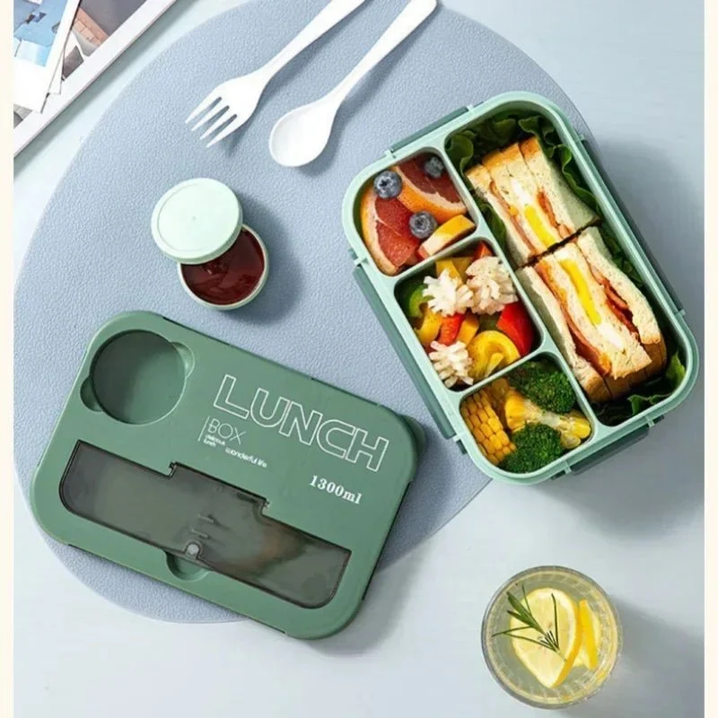 Boîte à déjeuner / boîte à Bento portable 1300ML avec fourchette et cuillère "Wonderful Life - Lunch Box"