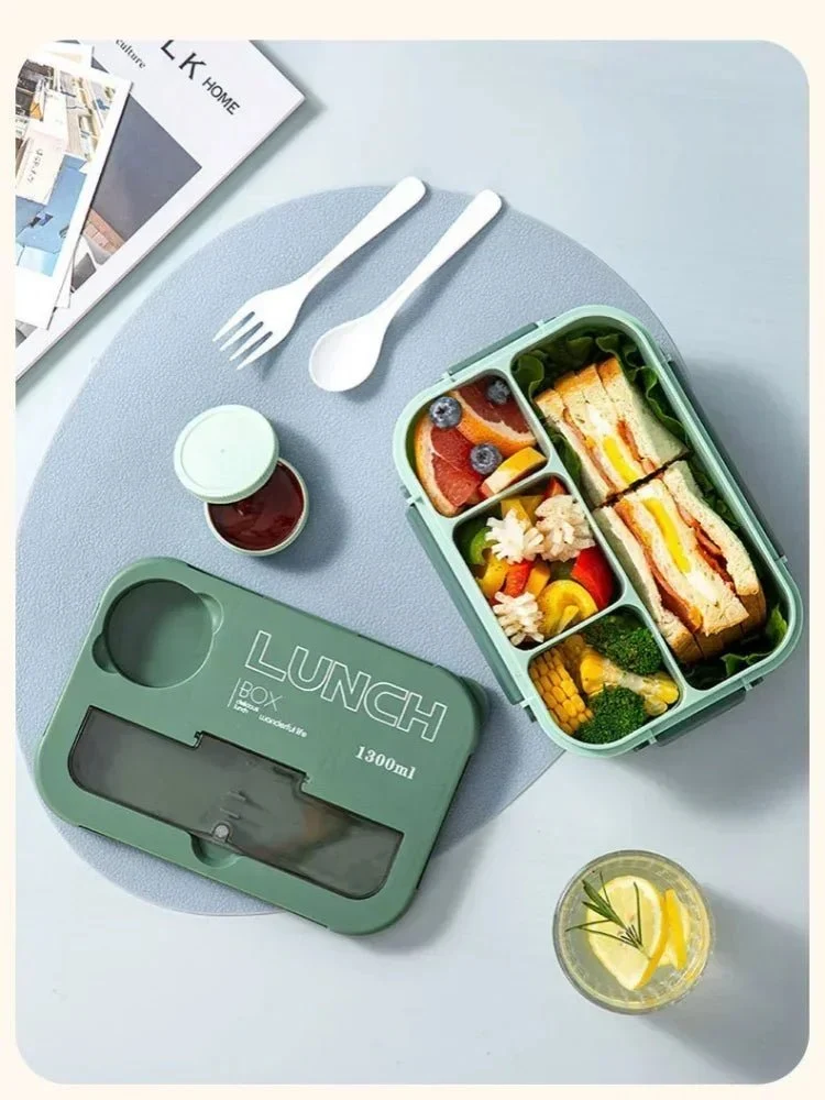 Boîte à déjeuner / boîte à Bento portable 1300ML avec fourchette et cuillère "Wonderful Life - Lunch Box"