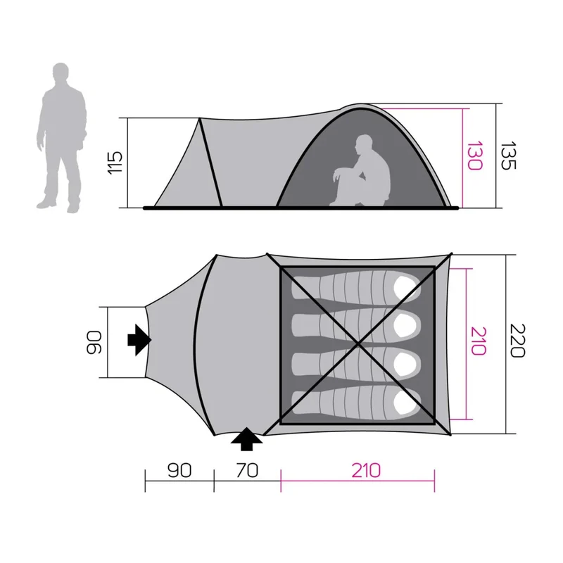 Tente de camping / bivouac pour 4 personnes 4,8kg "Hannah - Arrant 4"