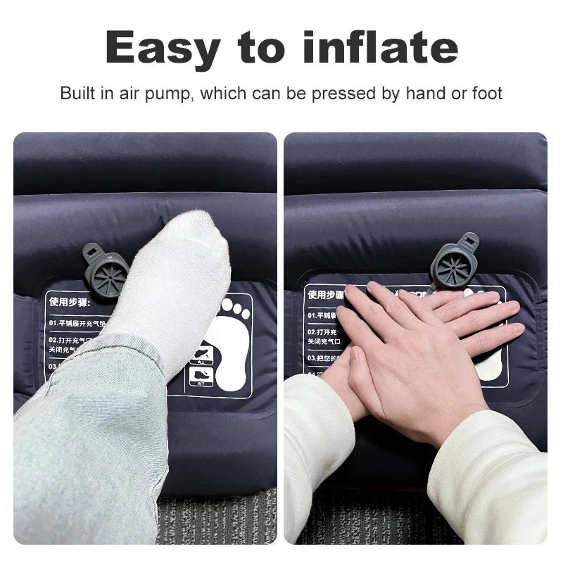 Matelas gonflable confortable 10cm avec oreiller et gonfleur intégré "PACOONE – Sleeping Pad"