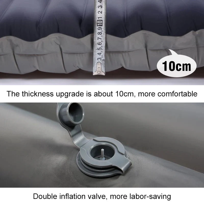 Matelas gonflable confortable 10cm avec oreiller et gonfleur intégré "PACOONE – Sleeping Pad"