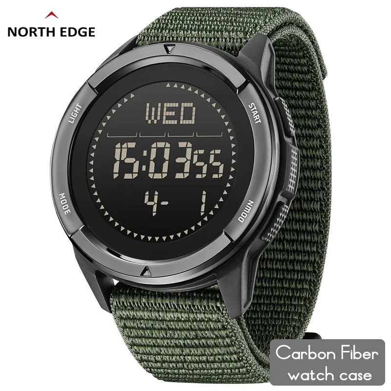 Montre numérique en fibre de carbone pour homme étanche à 50m 49g "NORTH EDGE - ALPS"