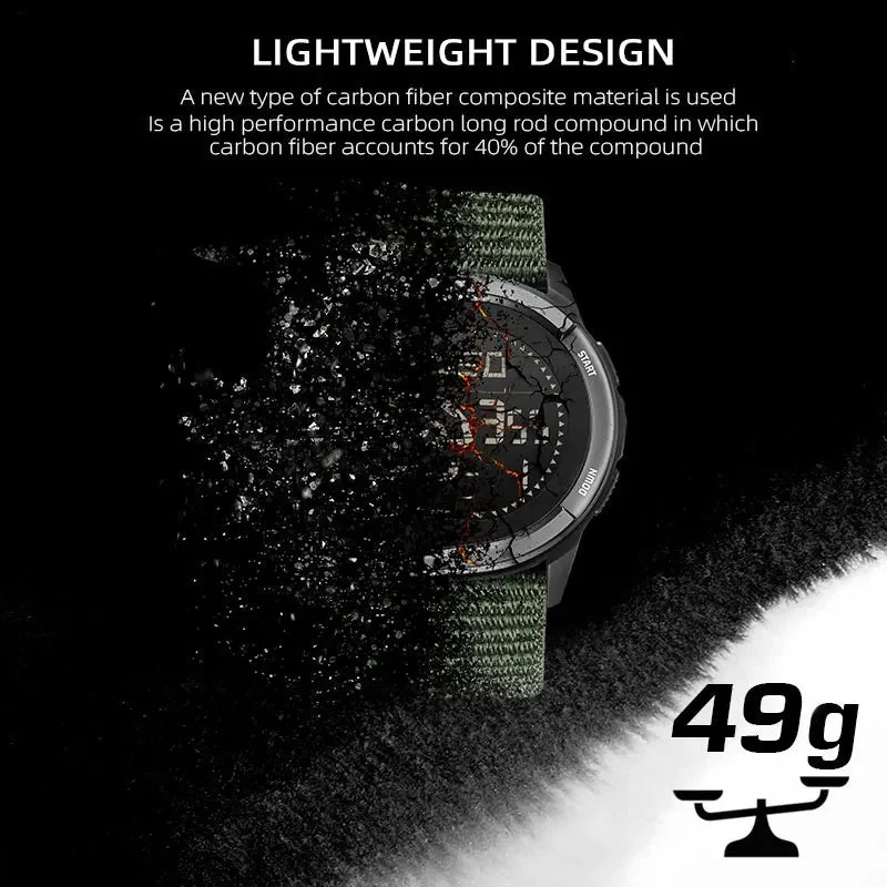Montre numérique en fibre de carbone pour homme étanche à 50m 49g "NORTH EDGE - ALPS"