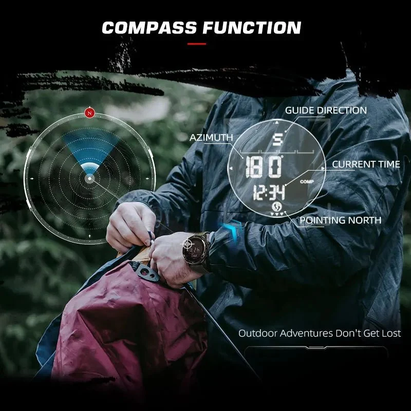 Montre numérique en fibre de carbone pour homme étanche à 50m 49g "NORTH EDGE - ALPS"