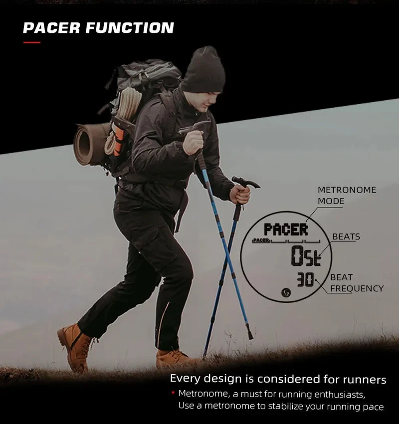 Montre numérique en fibre de carbone pour homme étanche à 50m 49g "NORTH EDGE - ALPS"