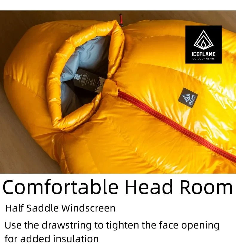 Sac de couchage en duvet d'oie blanc ultraléger en Nylon Ripstop DWR 20D à partir de 715g confort 5°C "Iceflame - SD Line"