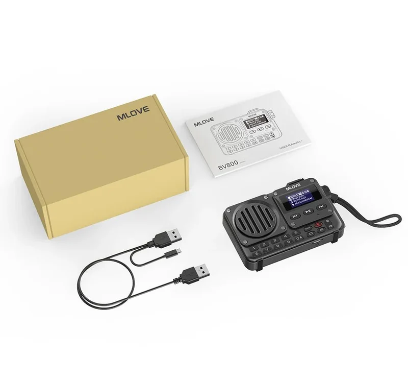 Radio portable de secours FM avec haut-parleur Bluetooth avec écran LCD, antenne, entrée AUX, lecteur MP3 "MLOVE - BV800"