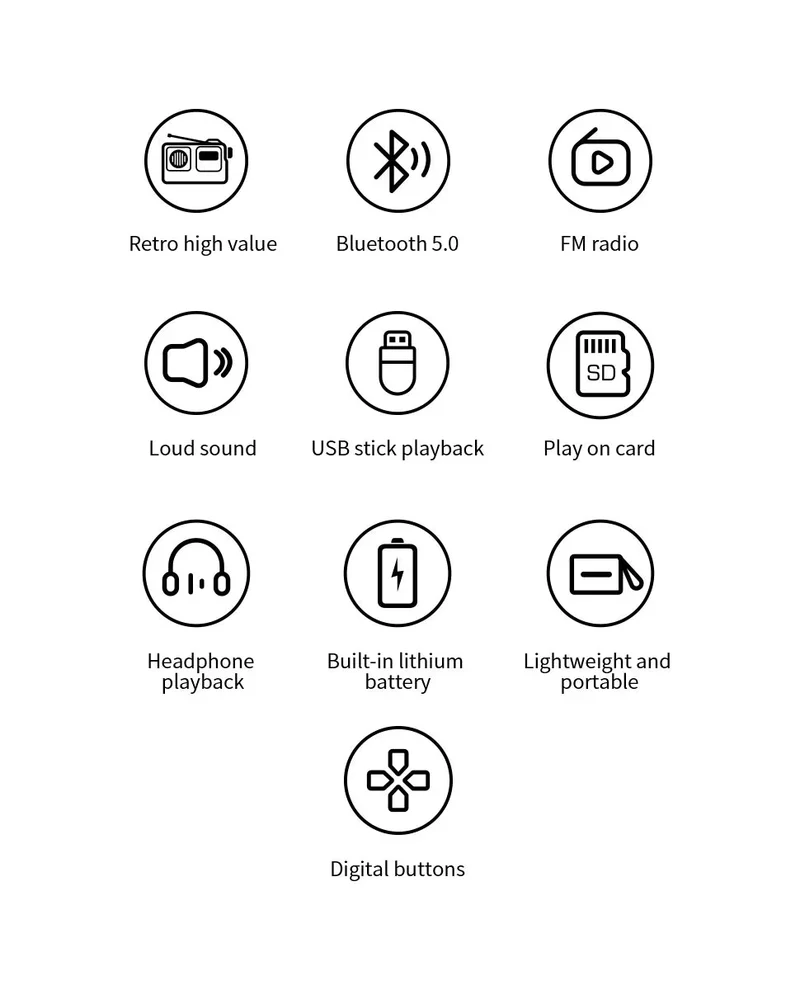 Radio portable de secours FM avec haut-parleur Bluetooth avec écran LCD, antenne, entrée AUX, lecteur MP3 "MLOVE - BV800"