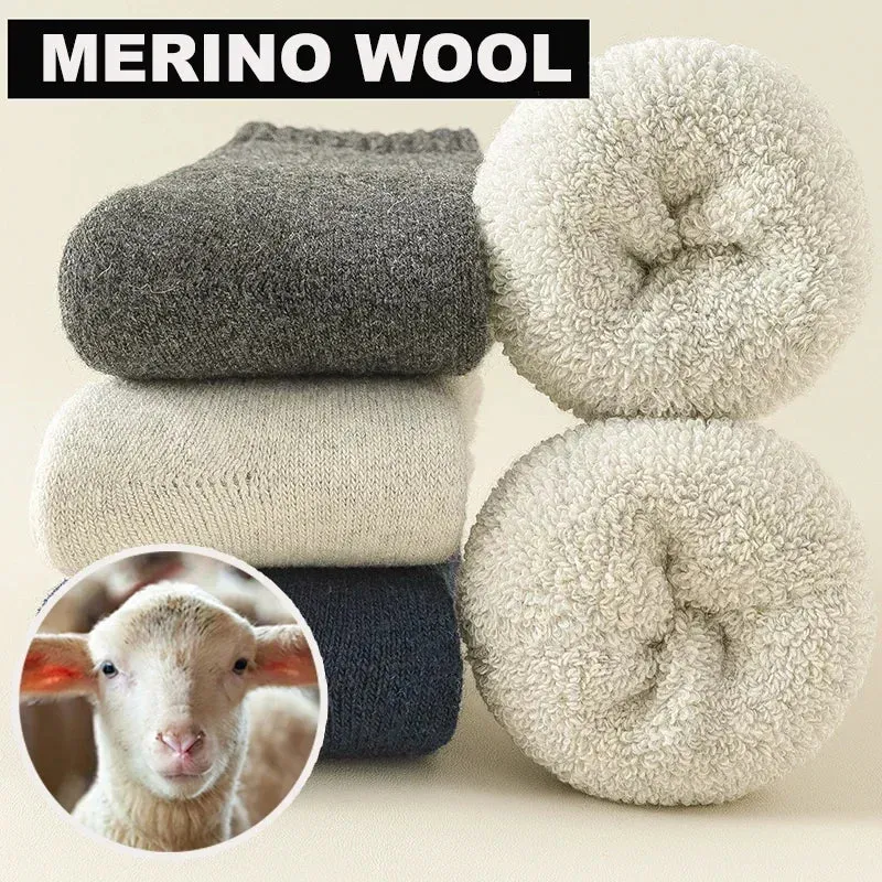 3 paires de chaussettes en laine thermique unisexe "Apilen - Whool socks"