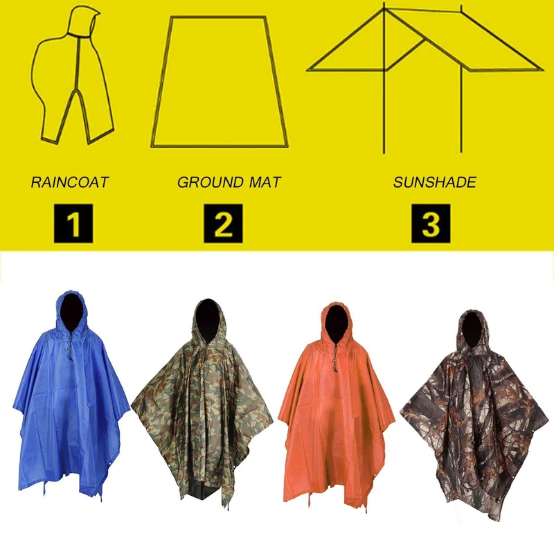 Poncho 3 en 1 imperméable en nylon ripstop "Raincoat"