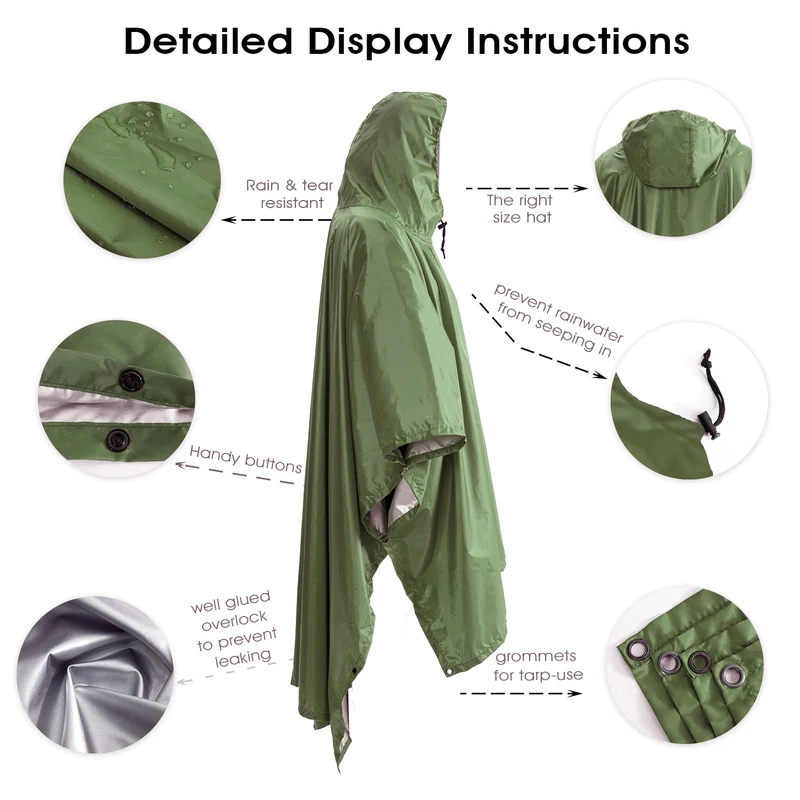 Poncho de pluie multifonctions 3 en 1 (tarp, auvent) "Tomshoo - TLM181"