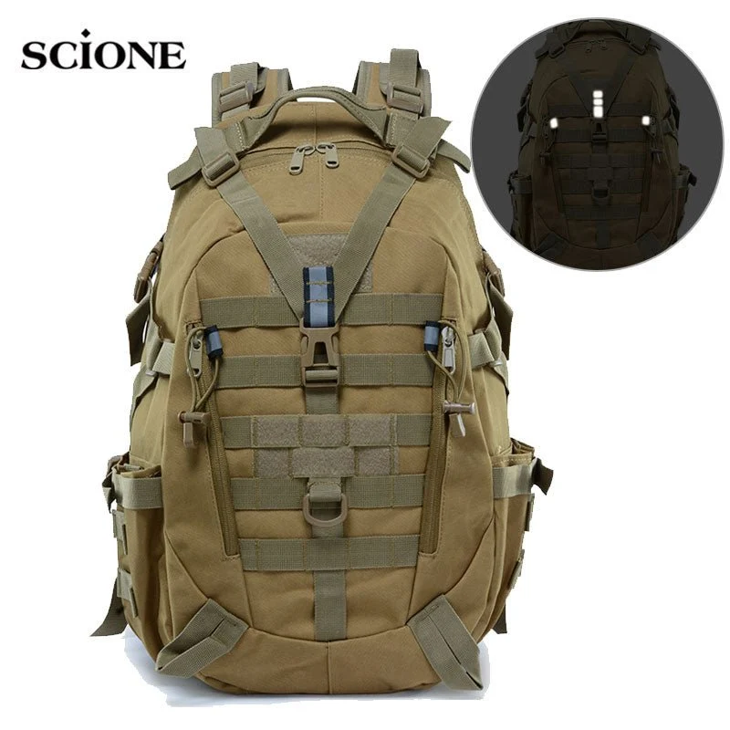 Sac à dos militaire tactique avec bandes réfléchissantes 40L "Scione - Backapcak outdoor"