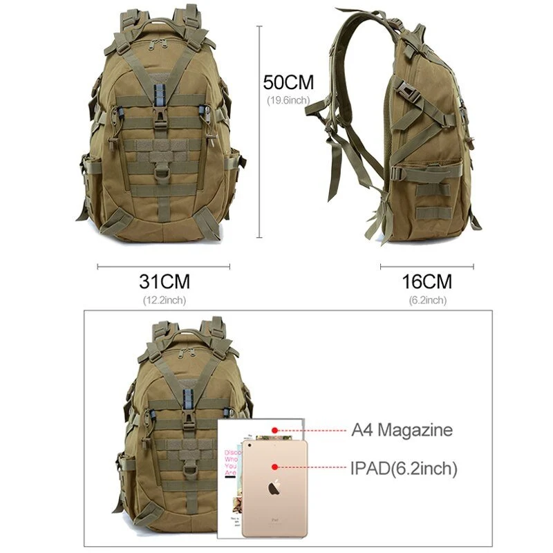 Sac à dos militaire tactique avec bandes réfléchissantes 40L "Scione - Backapcak outdoor"