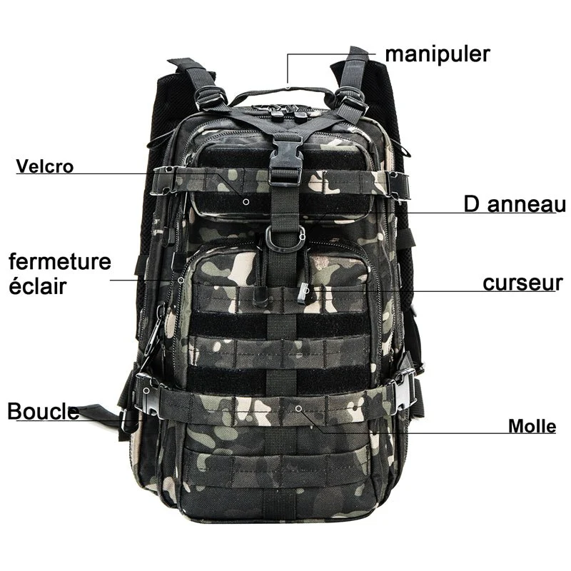 Sac à dos tactique en Nylon 1000D 30L "LQARMY - Tactical bagpack"